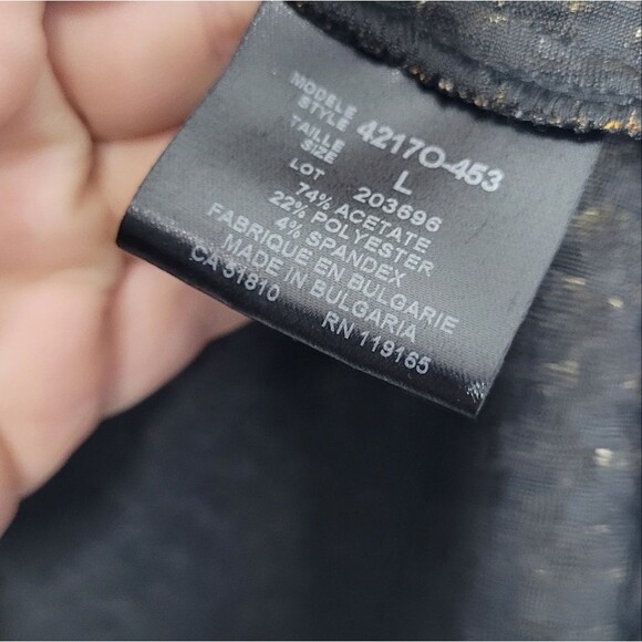 Brown gold line print art to wear grunge square neck 3/4 sleeve top large - Picture 4 of 6